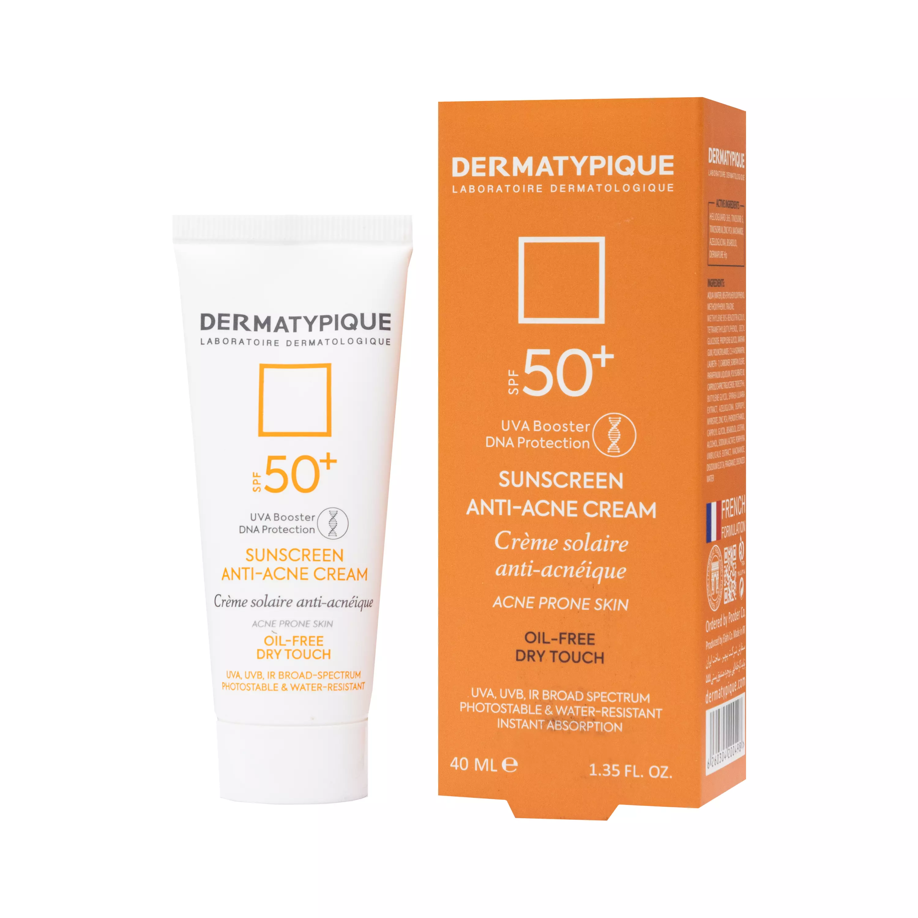 کرم ضد آفتاب بی رنگ پوست چرب و جوشی +SPF50 درماتیپیک